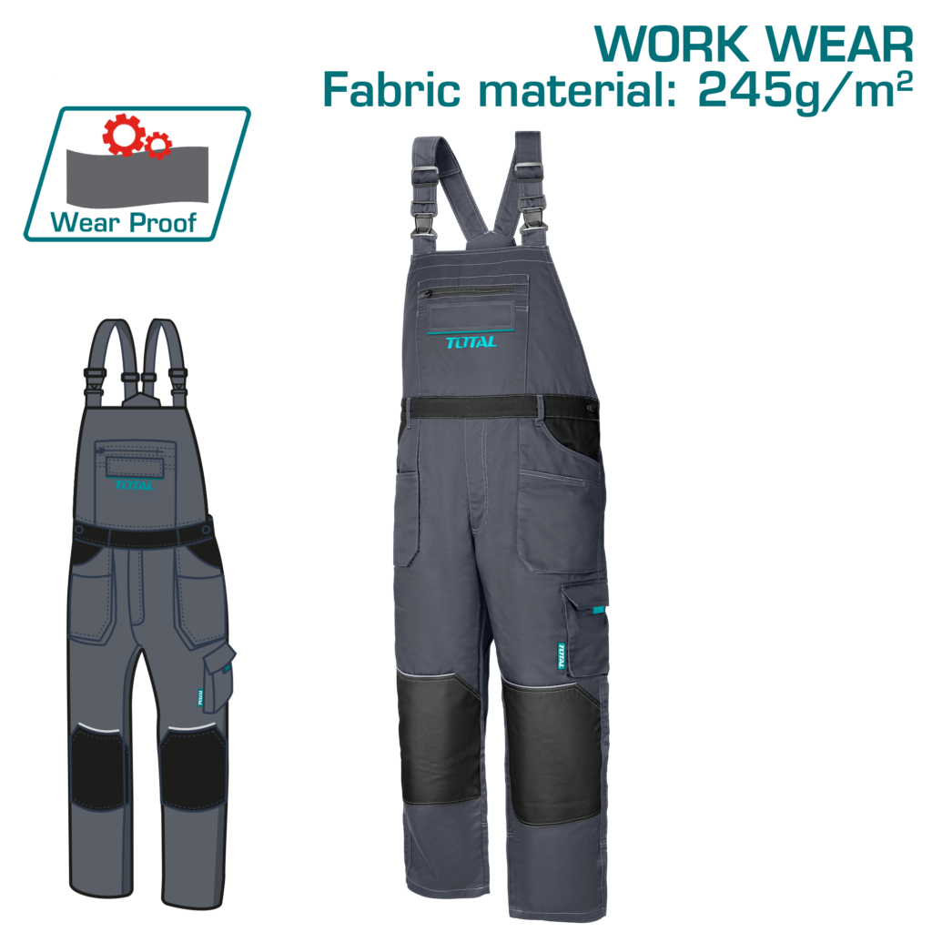 TOTAL Work Overalls – Heavy Duty Bib & Brace Workwear (TSP6033)