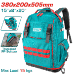 TOTAL Heavy-Duty Tool Backpack – 15kg Capacity with Rigid Frame and Reinforced Base (THBP04025)