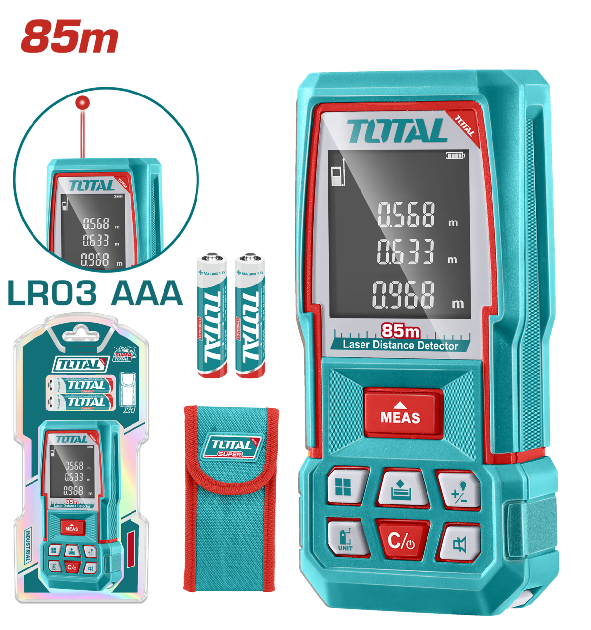 TOTAL Laser Distance Meter 85m – Digital Laser Distance Measuring Tool (TMT570268)