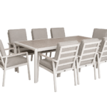 Sicily Outdoor Dining Set – 8 Aluminum Chairs & Large Dining Table