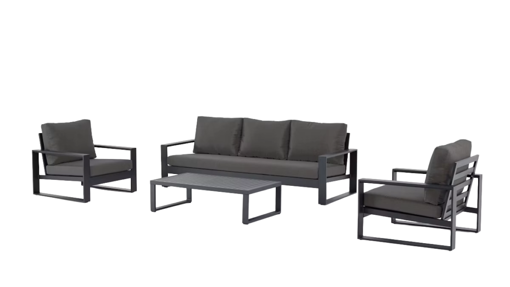 Outdoor Lounge Set 3+1+1 with Coffee Table – Powder-Coated Aluminum Frame