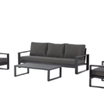 Outdoor Lounge Set 3+1+1 with Coffee Table – Powder-Coated Aluminum Frame