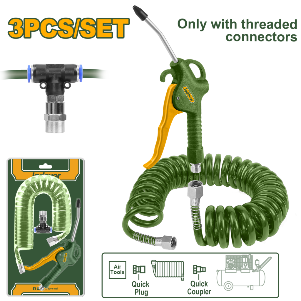 JADEVER Plastic Air Blow Gun Set with PU Air Hose & 8mm T-Fitting (JDGA6434)