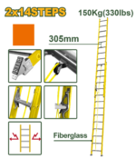 JADEVER 7.9m Fiberglass Extension Ladder 2×14 Steps – 150kg Load Capacity (JDLD0928)