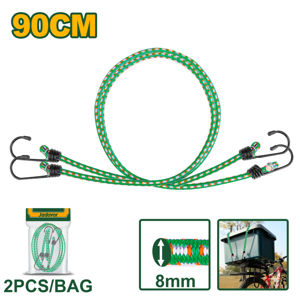 JADEVER 2 Pcs Luggage Bungee Cord Set 90cm – Elastic Ropes with Metal Hooks (JDLRP1190)