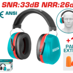 TOTAL Industrial Safety Earmuffs – 33dB SNR / 26dB NRR with Earplugs (TEM3328)