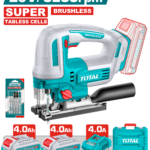 TOTAL 20V Cordless Jig Saw – 3200 RPM, 125mm Wood Cutting with 2×4.0Ah Batteries (TJSLI13562)