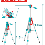 TOTAL 1.5m Aluminum Tripod for Laser Levels – 1/4" Thread (TLLT01581)