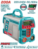 ماكنة لحام انفرتر MMA / TIG Lift ‏200 أمبير – IGBT مع شاشة LCD ونظام VRD من توتال (TW2200691)